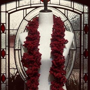 Dark burgundy ruffle scarf